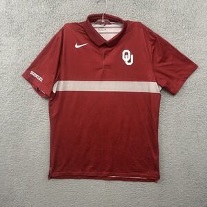 Oklahoma Sooners Shirt Mens Large Red Polo Short Sleeve Football Nike Dri Fit